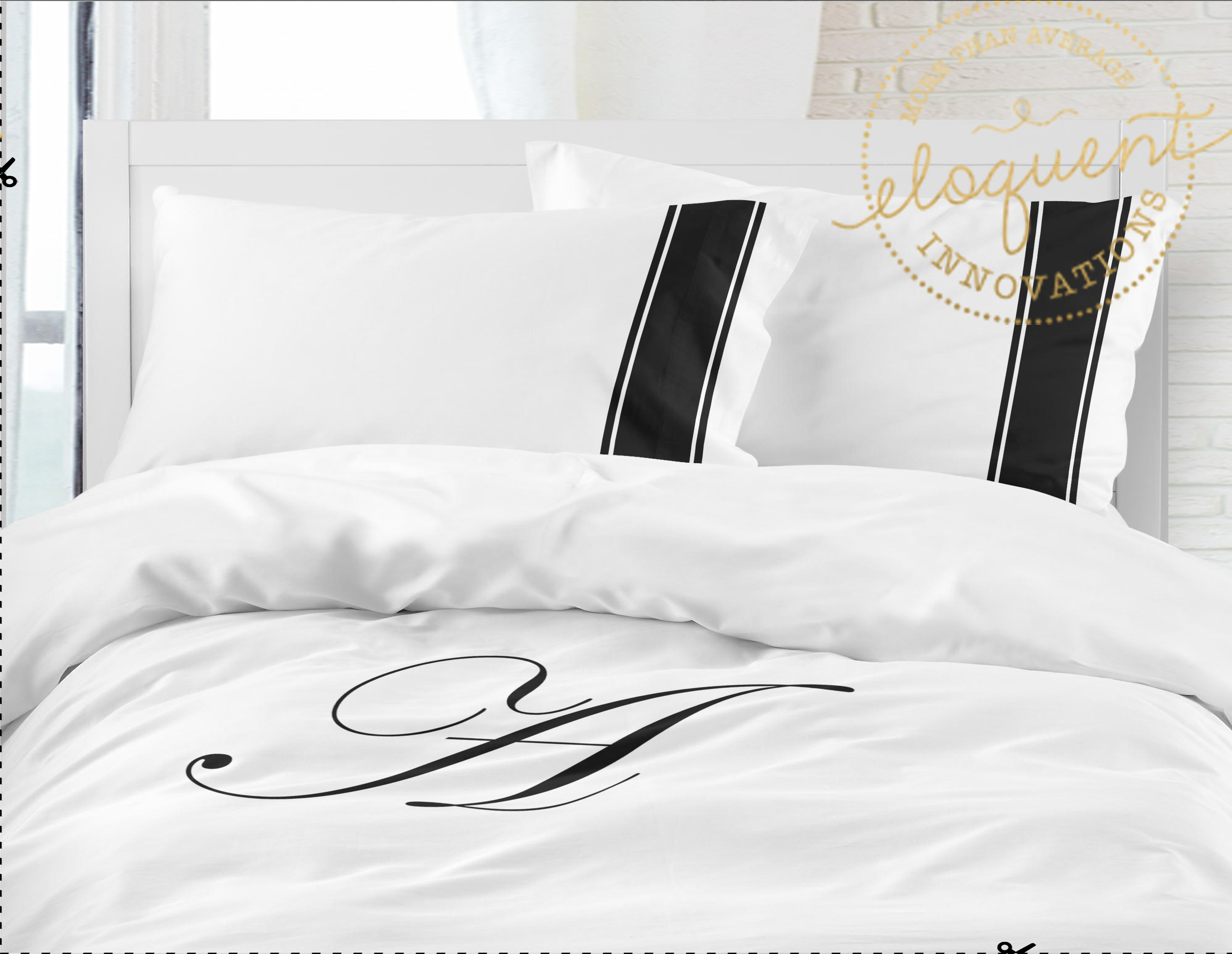 Black & White Monogrammed Bedding Set 174 Eloquent Innovations