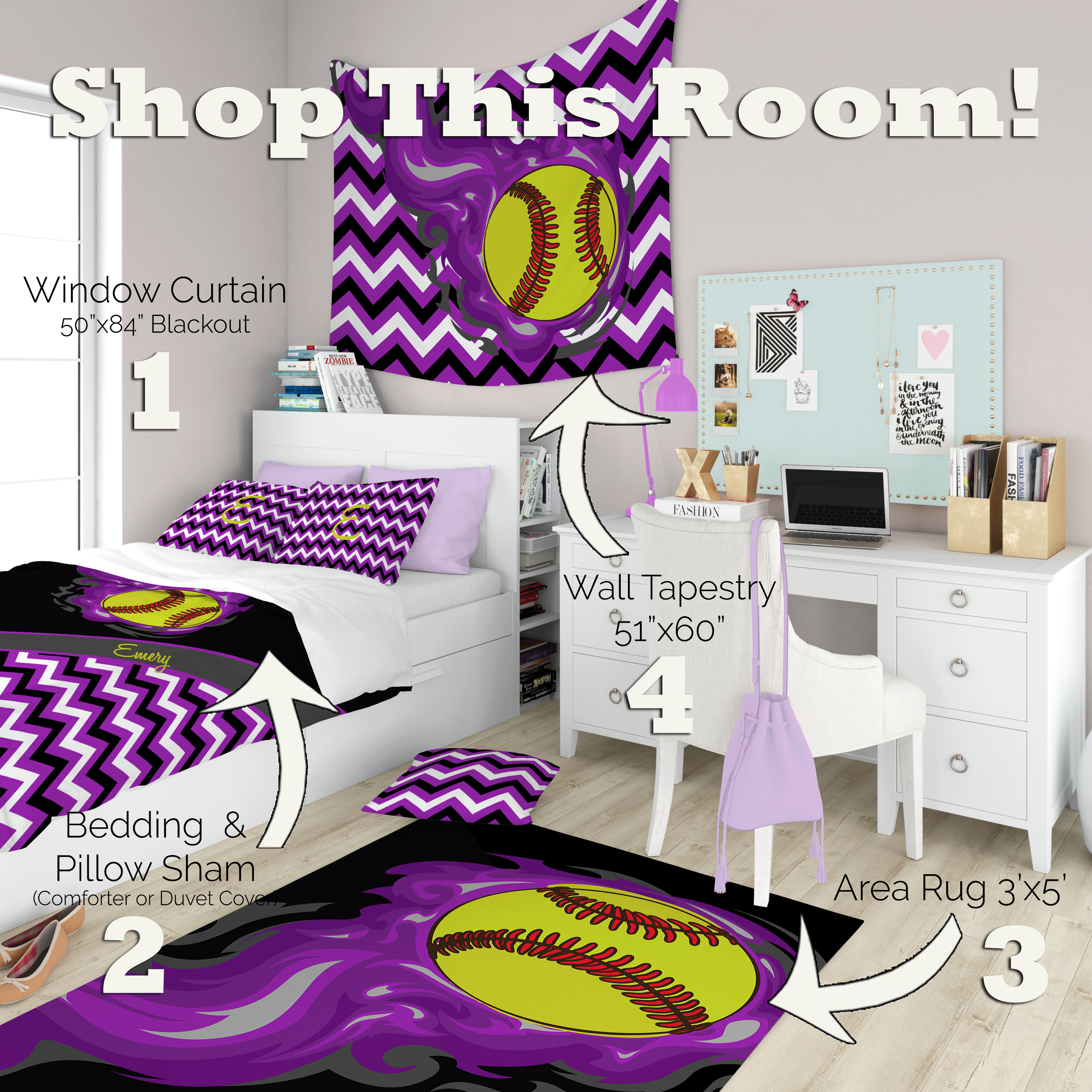 Softball Room Decor, Softball Gifts, Girls Bedroom, Window