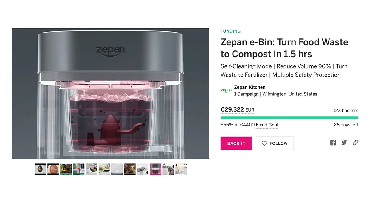 Este cubo de basura inteligente convierte tus restos de comida en polvo