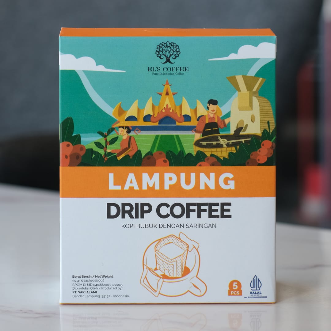 El's Coffee Drip Kopi Lampung 10Gr 5Pcs Pure Indonesian Coffee