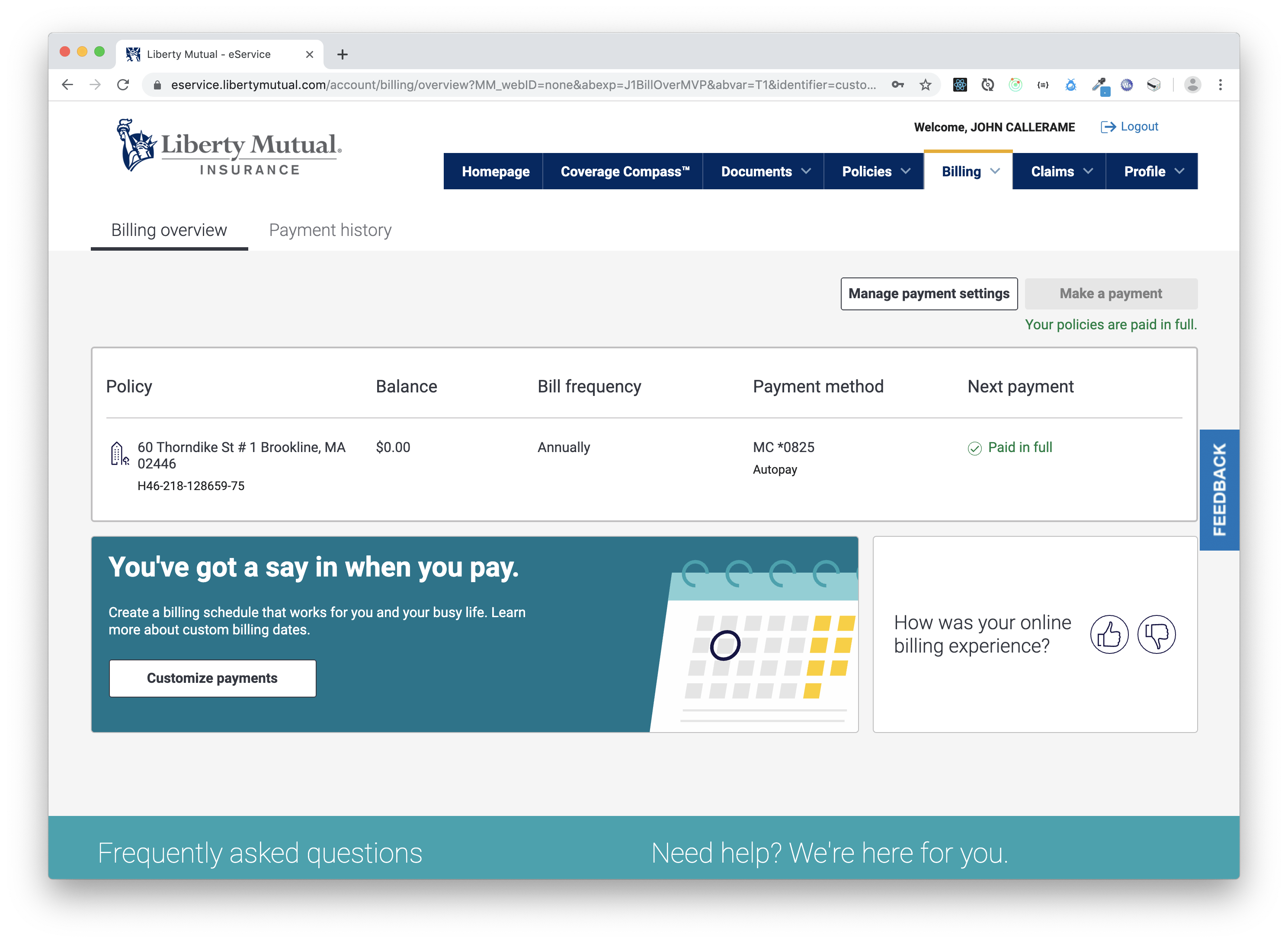 Overview Liberty Mutual eService site
