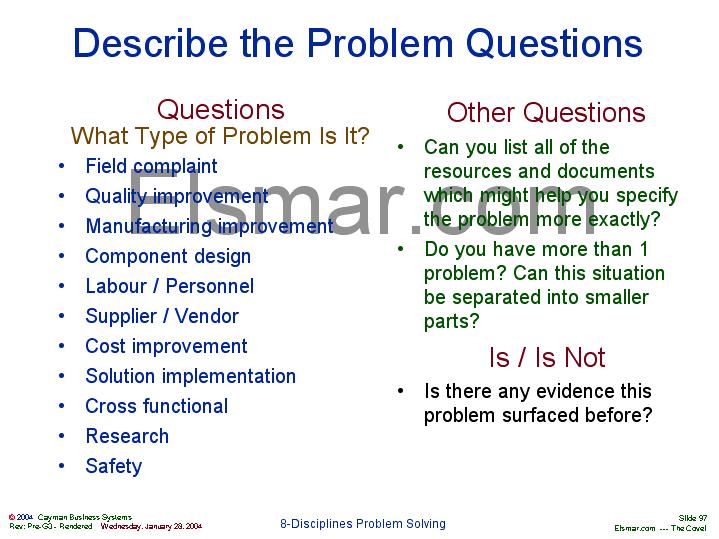 Describe the Problem Questions