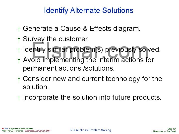 Identify Alternate Solutions