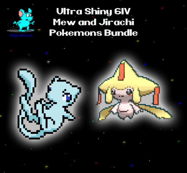 * Shiny * 6IV Mew and Jirachi Pokemon Holding Master Balls Bundle for