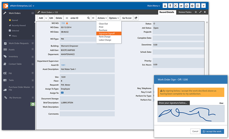 Work Order Software Tracking & Management System eMaint