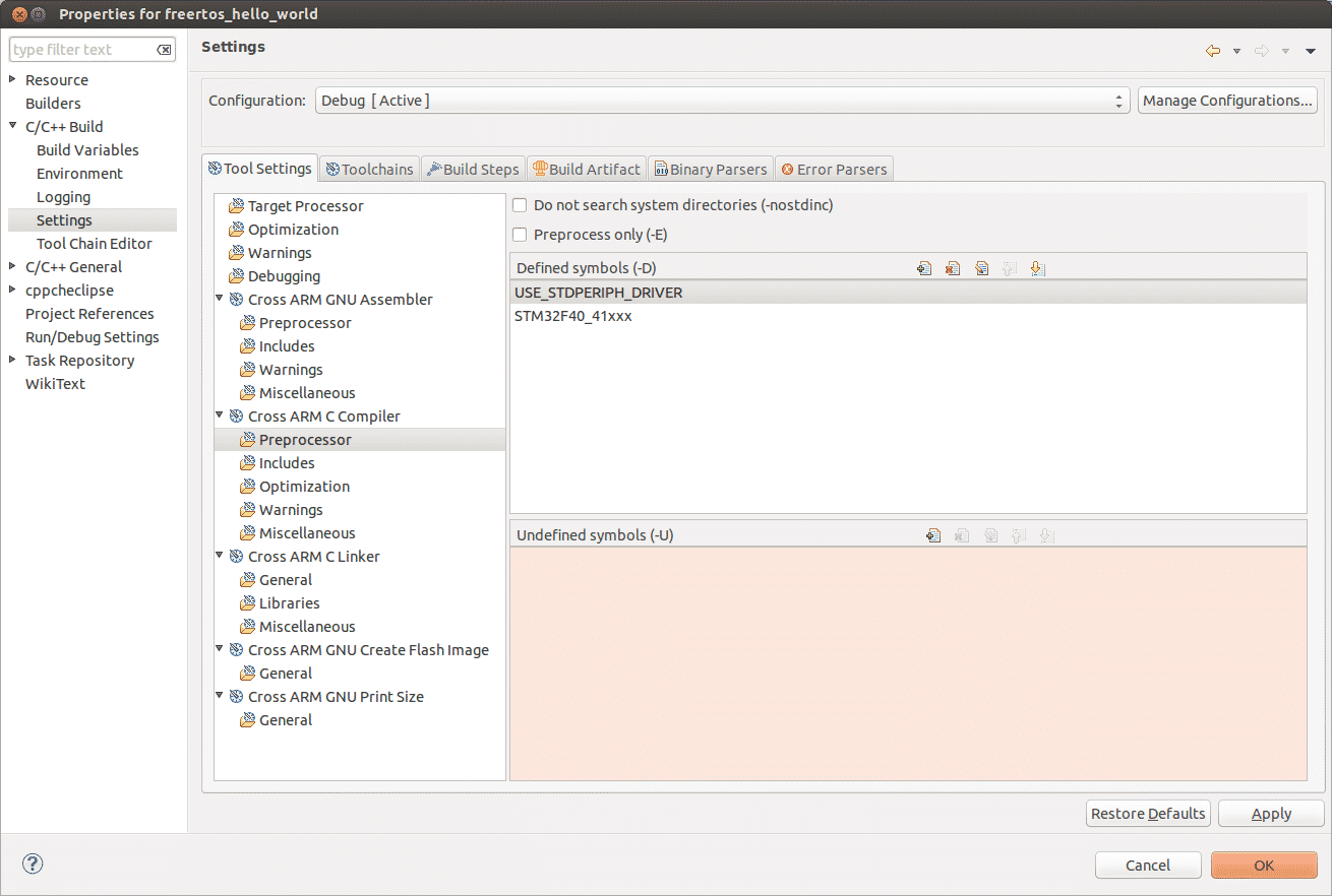 GNU ARM Crosstoolchain Eclipse + FreeRTOS + GCC Parte 1