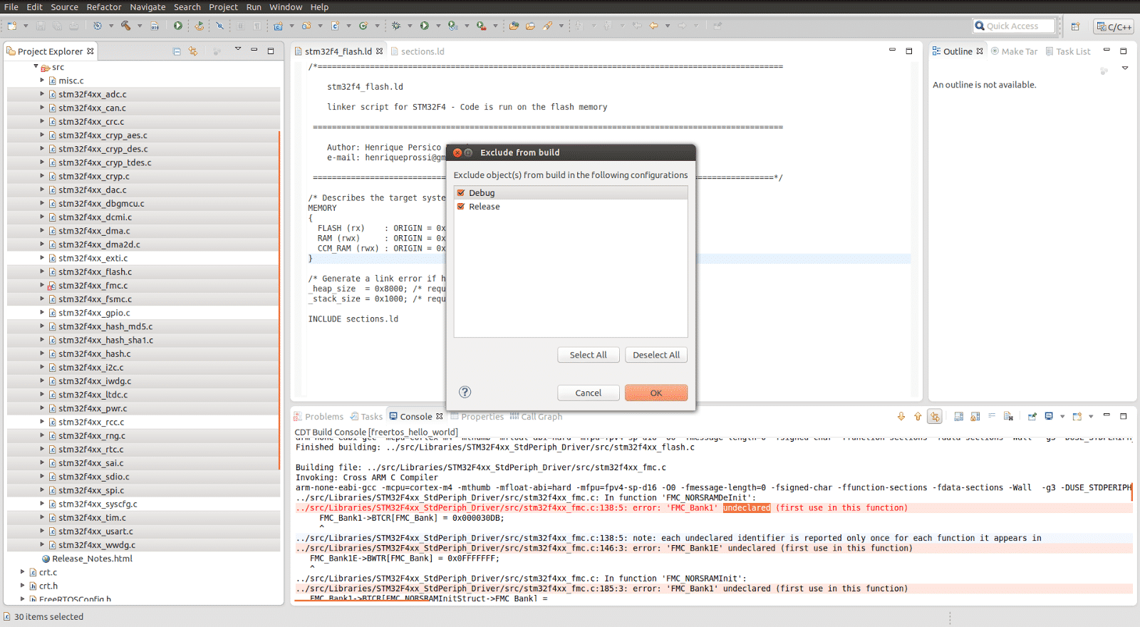 GNU ARM Crosstoolchain Eclipse + FreeRTOS + GCC Parte 1