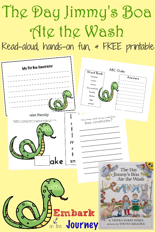 The Day Jimmy's Boa Ate the Wash Activities & Printable