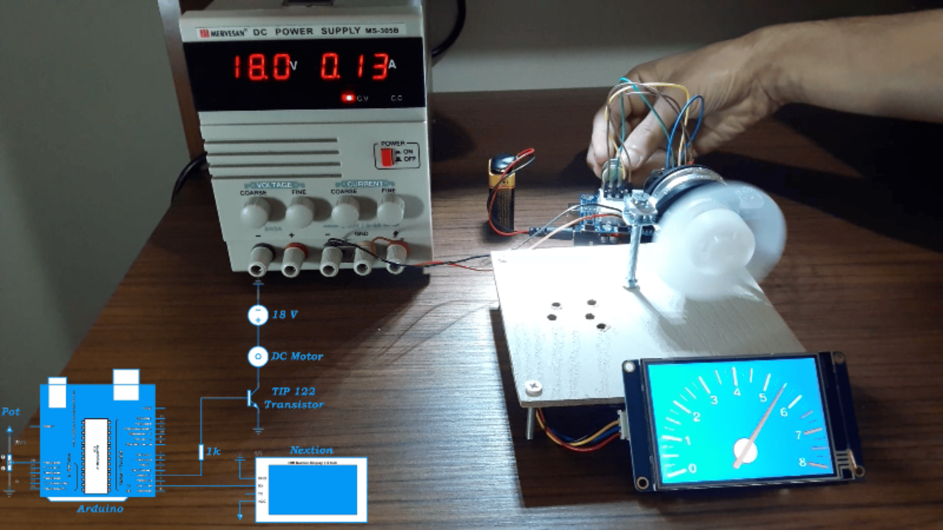 Speed Control in Dc Motor with Tachometer Indicator on Nextion Screen