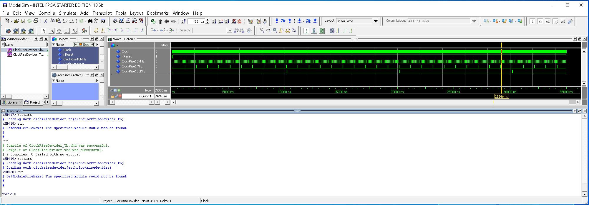 VHDL Generic Counter with Clocked Rise OutPut