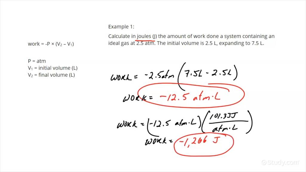 Determining the Change in Work from Expansion Chemistry