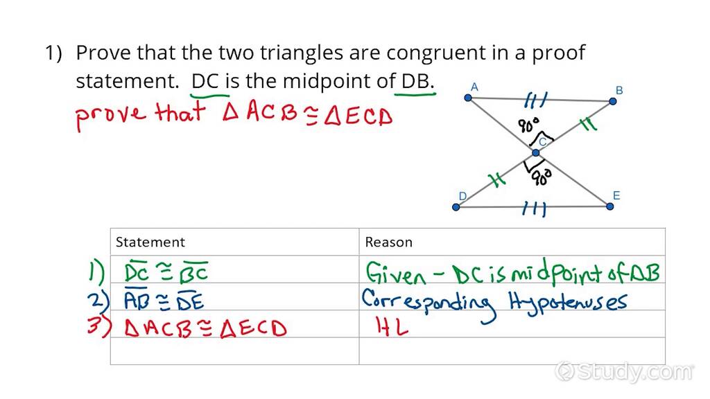 Using the HypotenuseLeg Theorem Drama