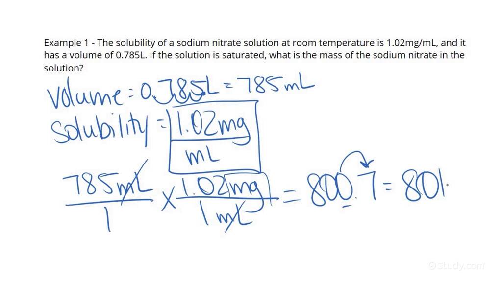 Using Solubility to Calculate Solute Mass Chemistry