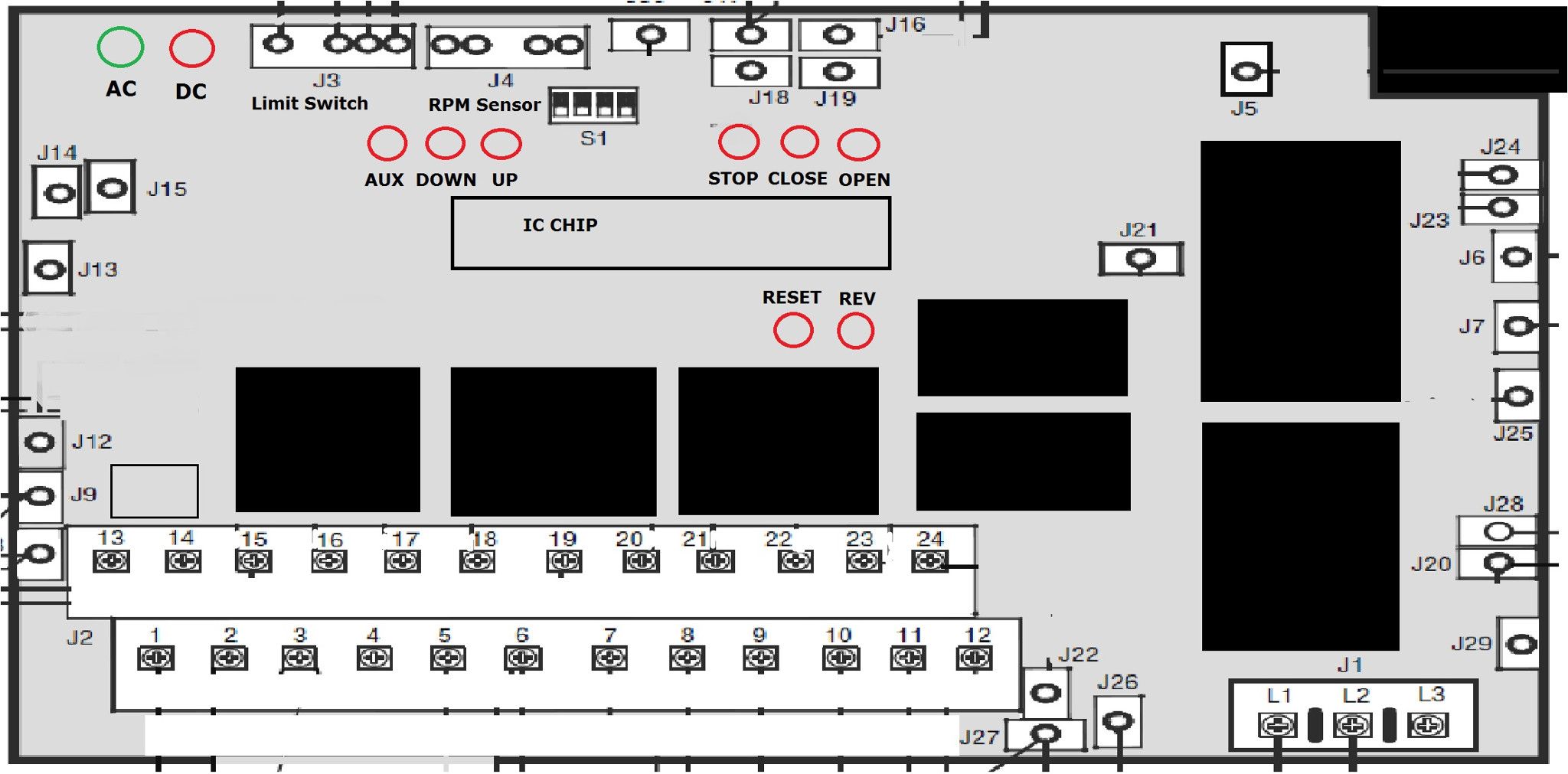 How to interpret the LEDs on fire door operators' boards (diagnostic chart) LiftMaster Partner
