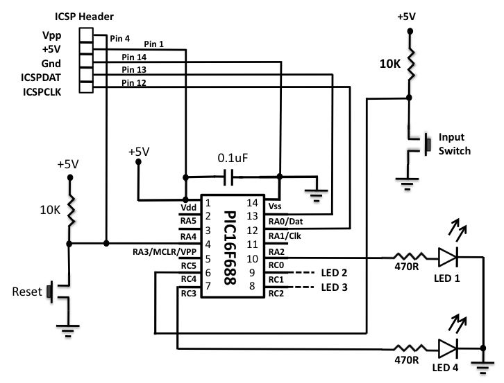 Circuit_PIC16F688_4bitCounter Embedded Lab Circuit_PIC16F688_4bitCounter Embedded Lab