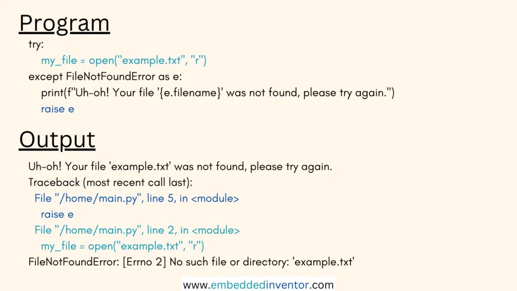 Python ReRaise the Same Exception