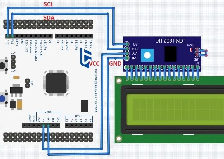 Interfacing STM32 with I2C LCD HAL example code included