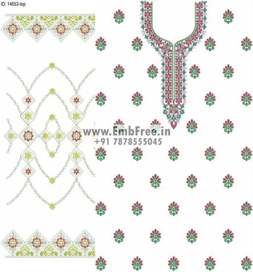 Download top dupatta dress embroidery design ID14653 EmbFree