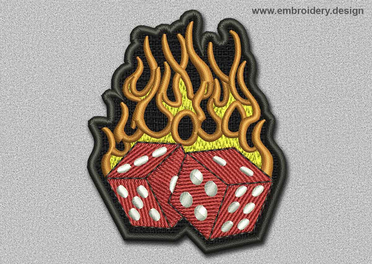 Embroidery Dice and Flames Embroidery Design Machine Embroidery Sewing