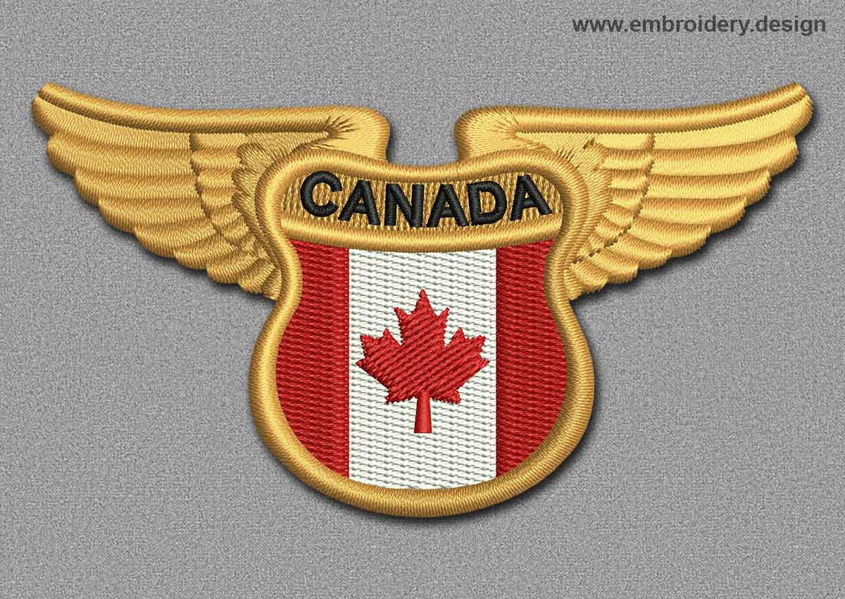 Design embroidery Winged Flag of Canada Patch Design by www.embroidery