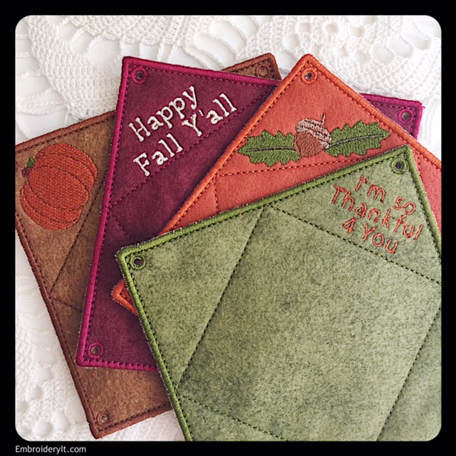 Machine Embroidered In The Hoop Fall Gift Box Set Embroidery It