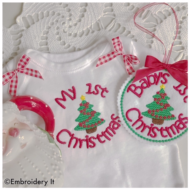 Our First Christmas 2023 Handmade Our First Christmas and Baby's 1st Christmas Embroidery Designs