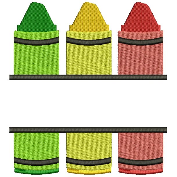 Crayons School Split Filled Machine Embroidery Digitized Design Patter
