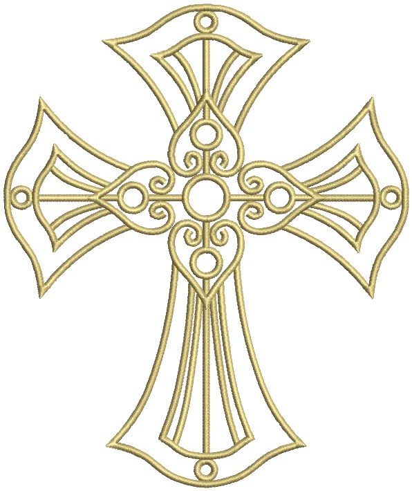 Fancy Decorative Cross Religious Filled Machine Embroidery Design Digi