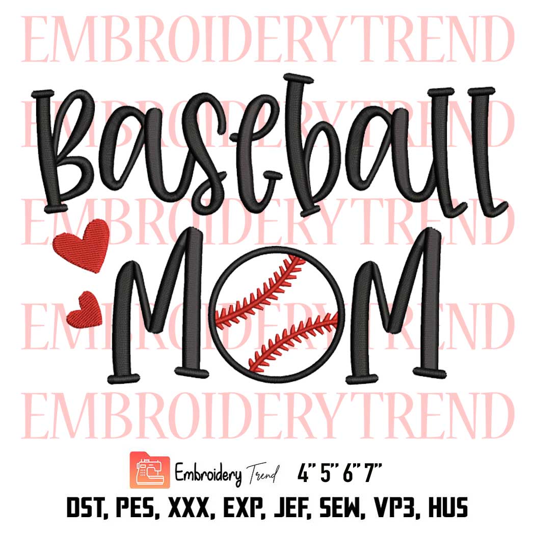 Baseball Mom Embroidery, Love Baseball Embroidery, Sport Embroidery