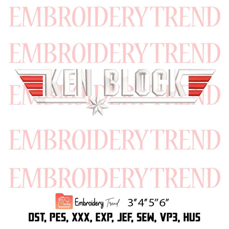 Ken Block Top Gun Embroidery, Rip Ken Block Racing Legend Embroidery