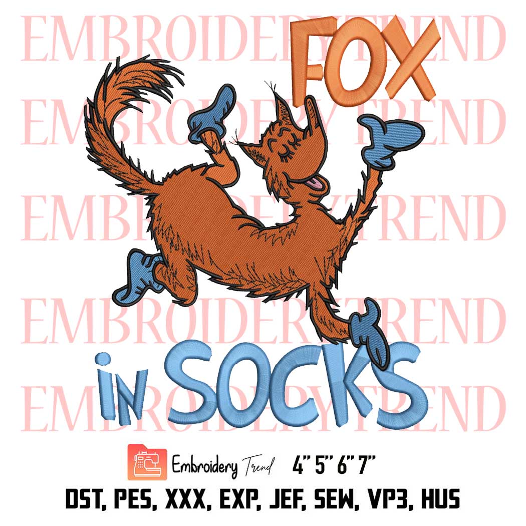 Fox In Socks Dr Seuss Embroidery, The Cat In The Hat Embroidery, Fox In