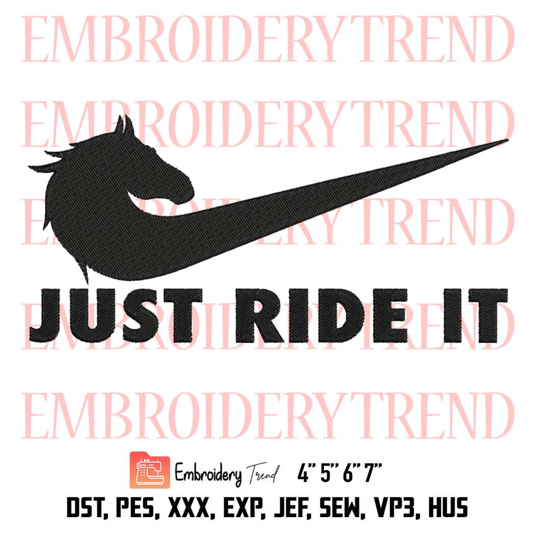 Just Ride It Embroidery, Horse Racing Logo Nike Embroidery, Embroidery
