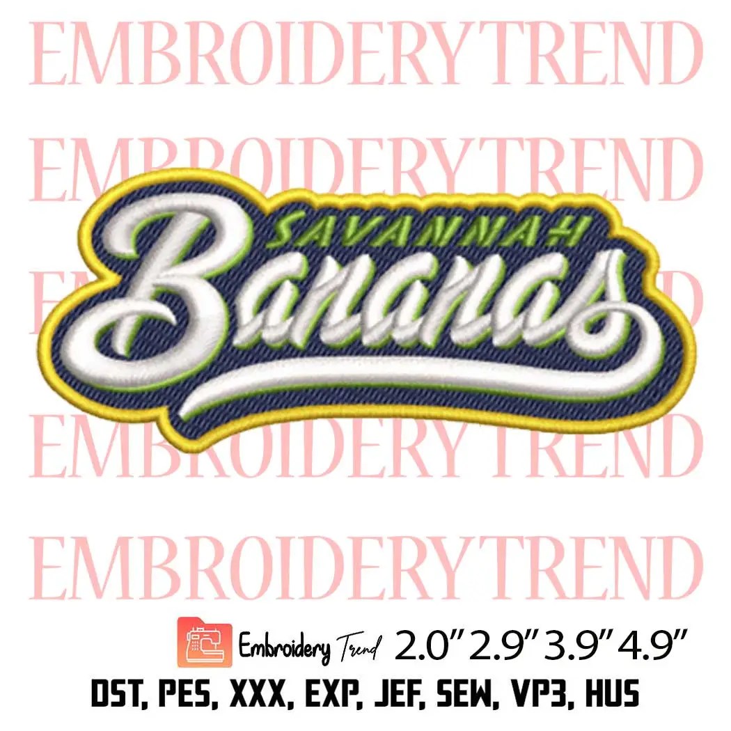 Savannah Bananas Wordmark Embroidery Design, Savannah Bananas Logo MLB