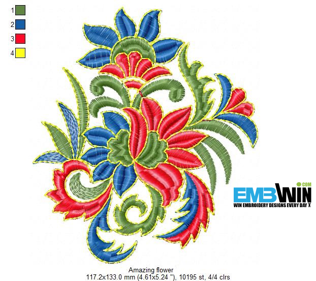 Amazing flower Free Embroidery Design 1258 embwin machine