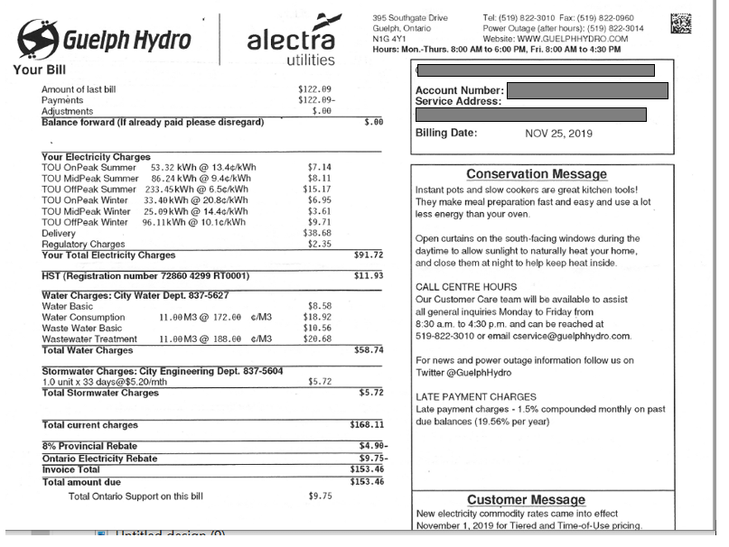 Samples of Utility Bills eMERGE Guelph