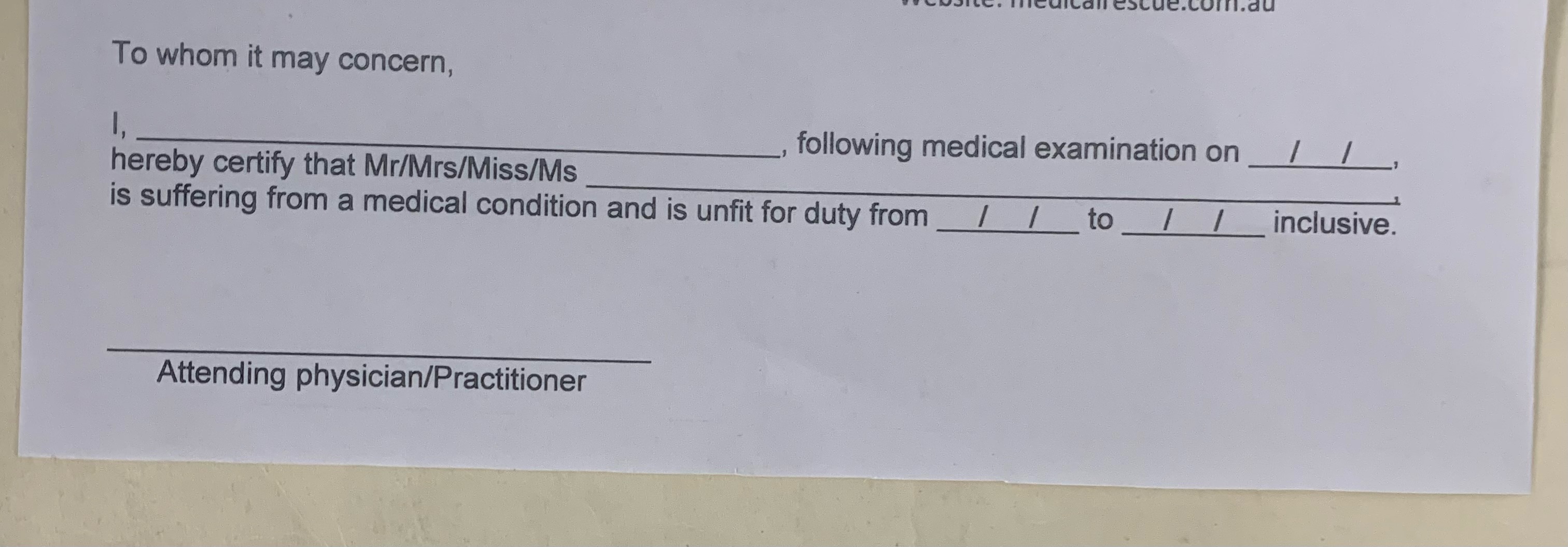 Can absence from work certificates be signed by paramedics