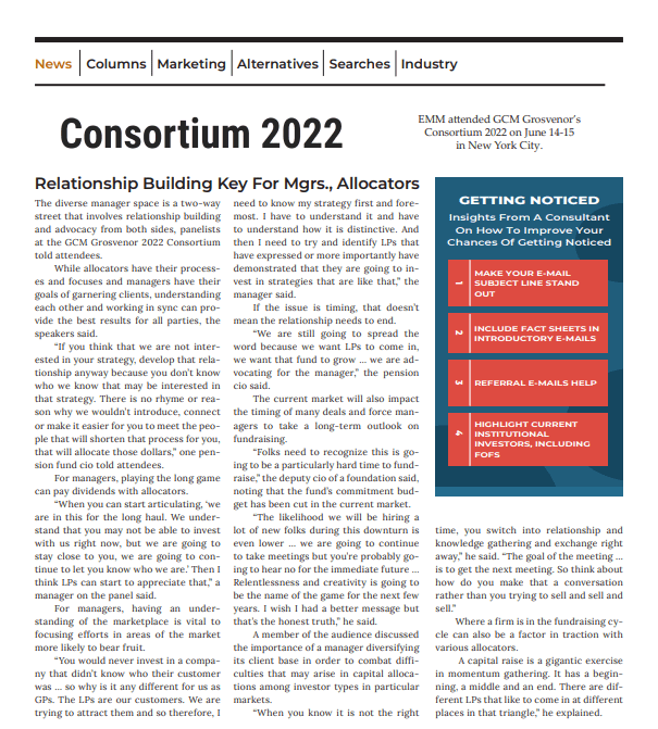 Consortium Emerging Manager Monthly