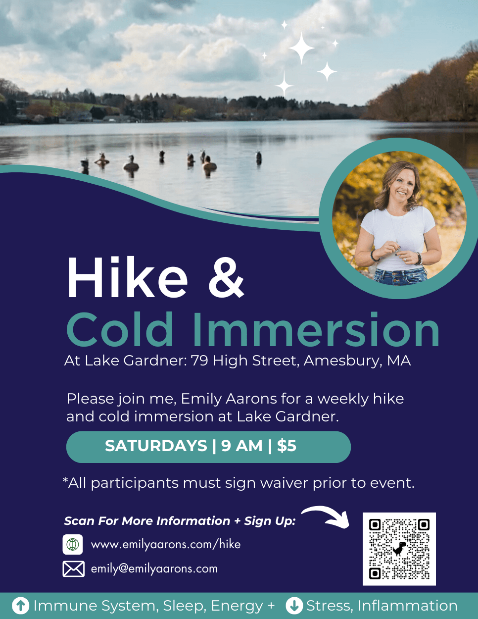 Hike & Cold Immersion at Lake Gardner, Amesbury Emily Aarons