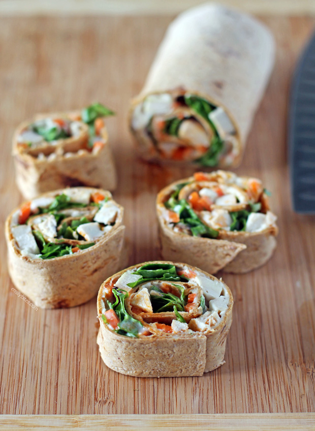 Buffalo Chicken Pinwheel Wraps Emily Bites