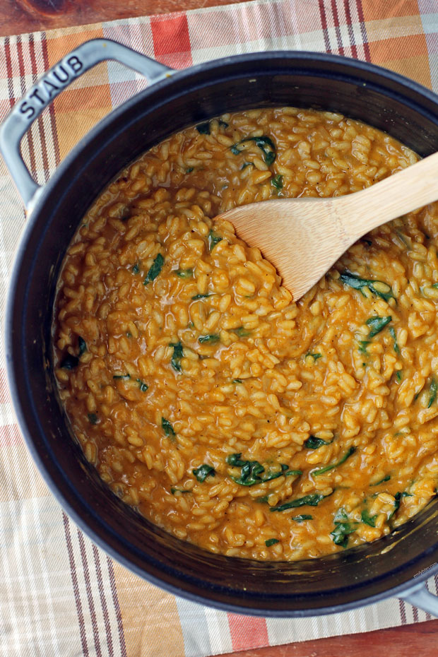 Pumpkin Risotto with Spinach and Bacon Emily Bites