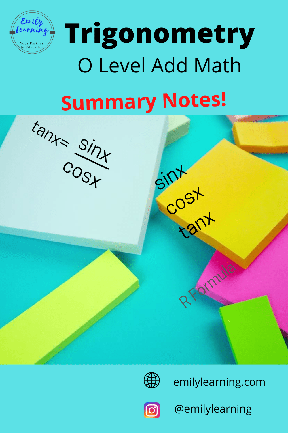 Summary Notes for Trigonometry O Level Add Math Emily Learning