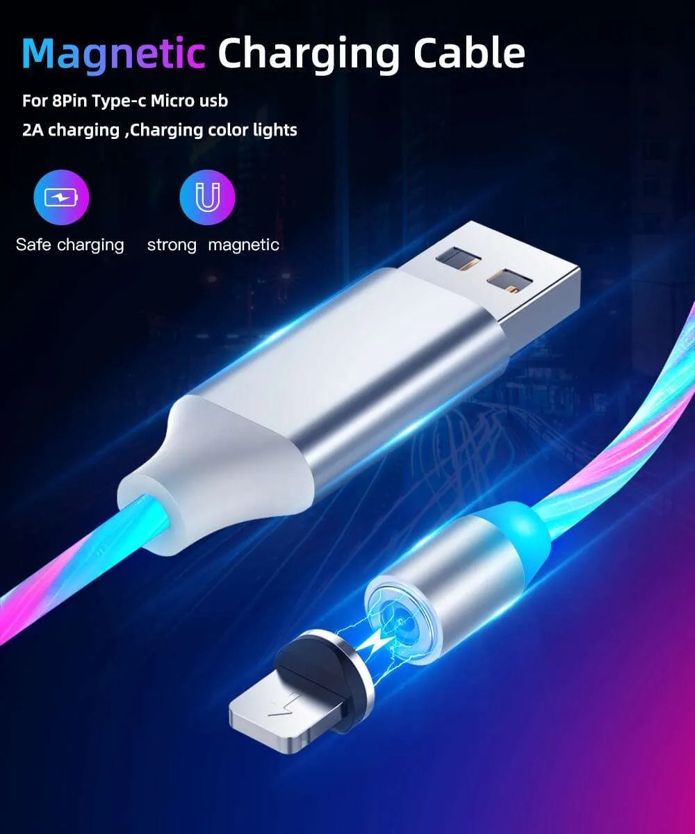 3 in 1 Flowing LED Charging Cable Light Up Visible Flowing