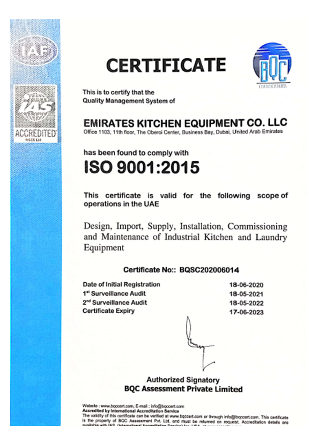 QHSE Emirates Kitchen Equipment