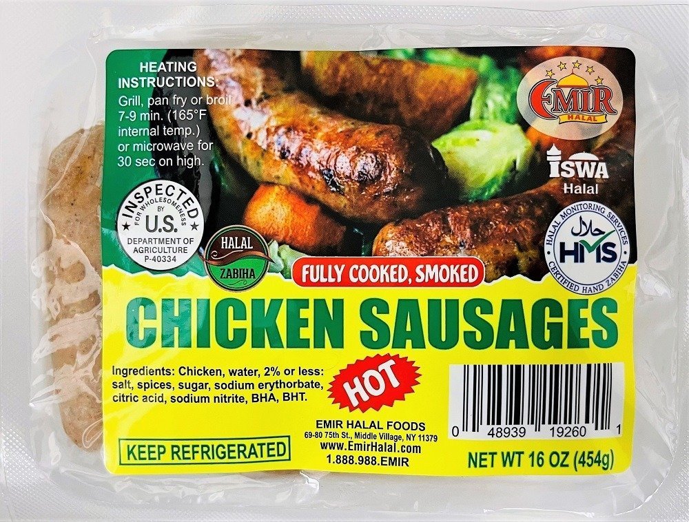 Halal Chicken Sausages HOT 1 LB Emir Halal Foods Order Online
