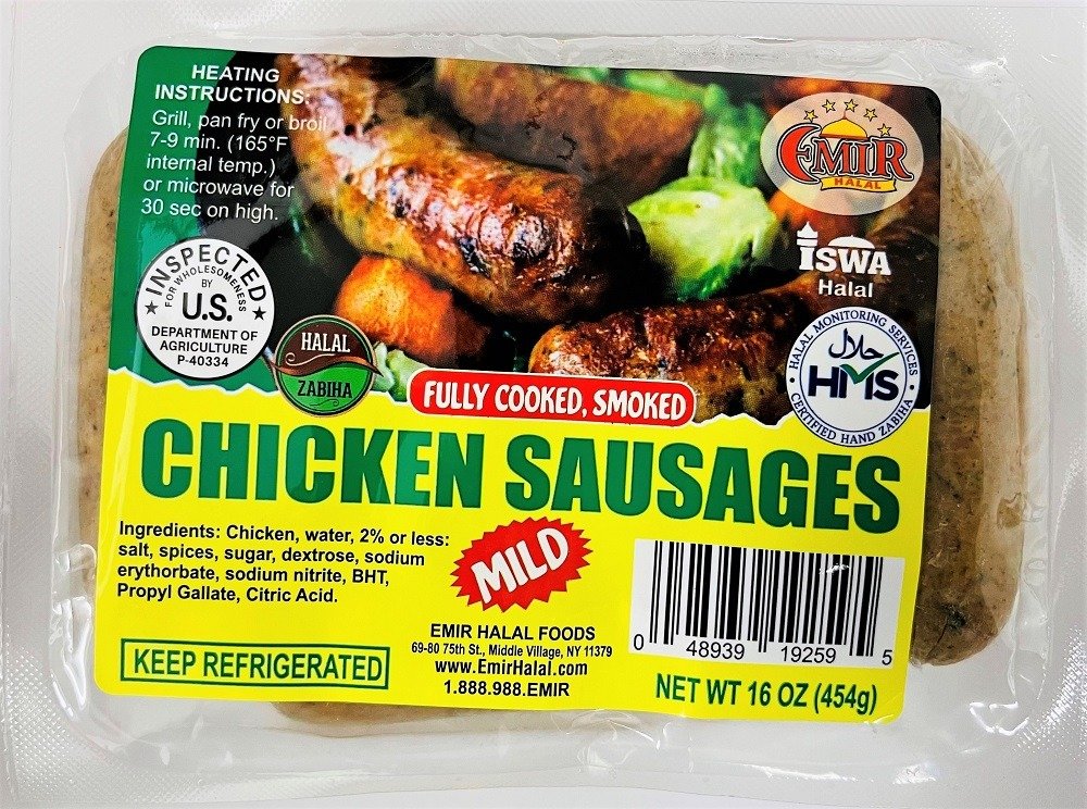 Halal Chicken Sausages MILD 1 LB Emir Halal Foods Order Online