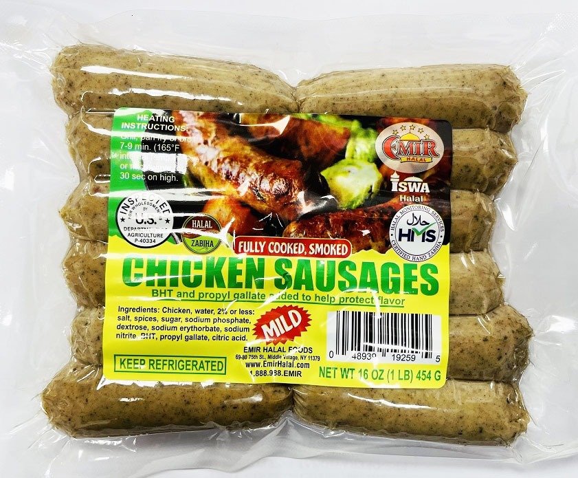 Halal Chicken Sausages MILD 1 LB Emir Halal Foods Order Online