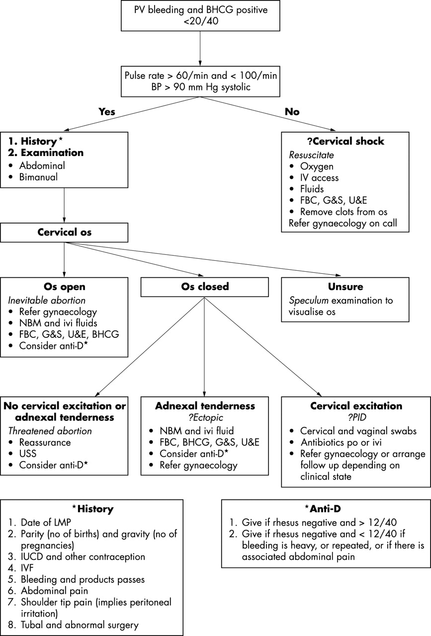 Does speculum examination have a role in assessing bleeding in early