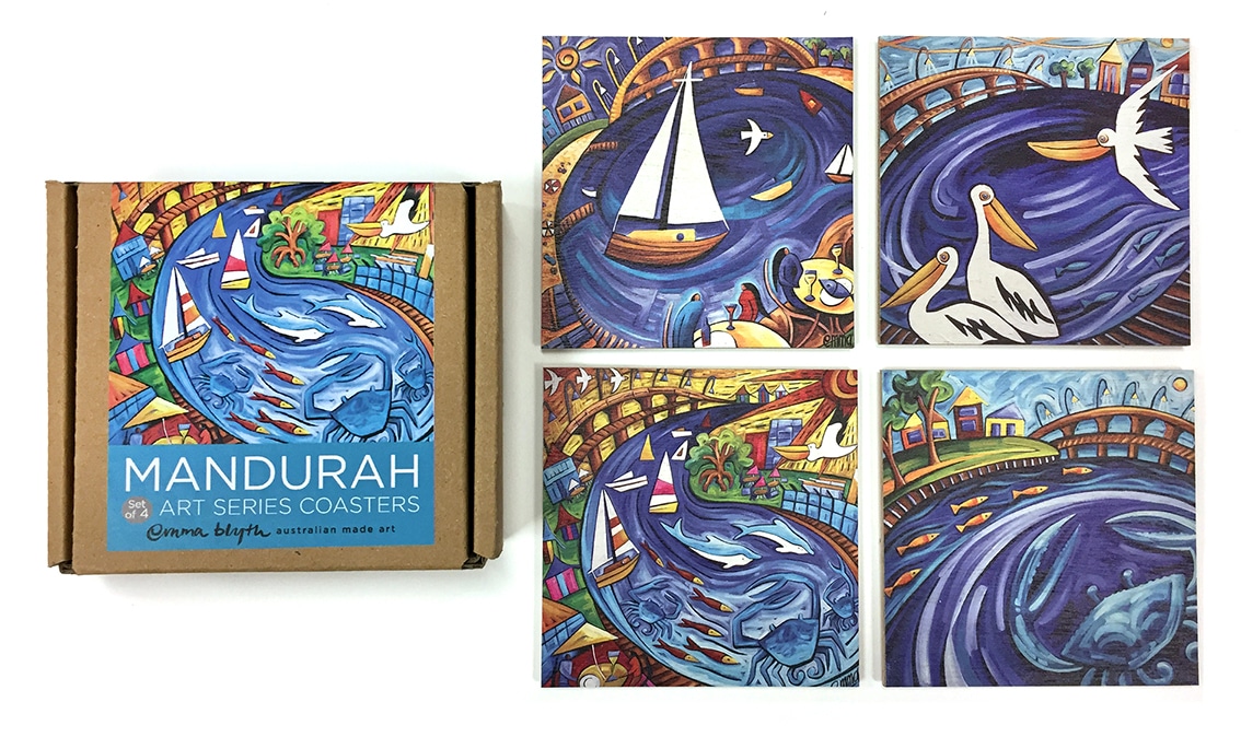 Mandurah Coasters set of 4 Emma Blyth Australian Made Art