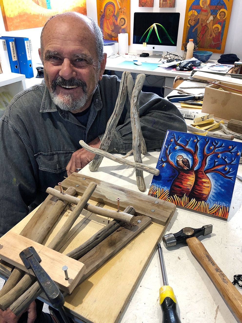 Handmade driftwood easel SOLD OUT Emma Blyth Australian Made Art