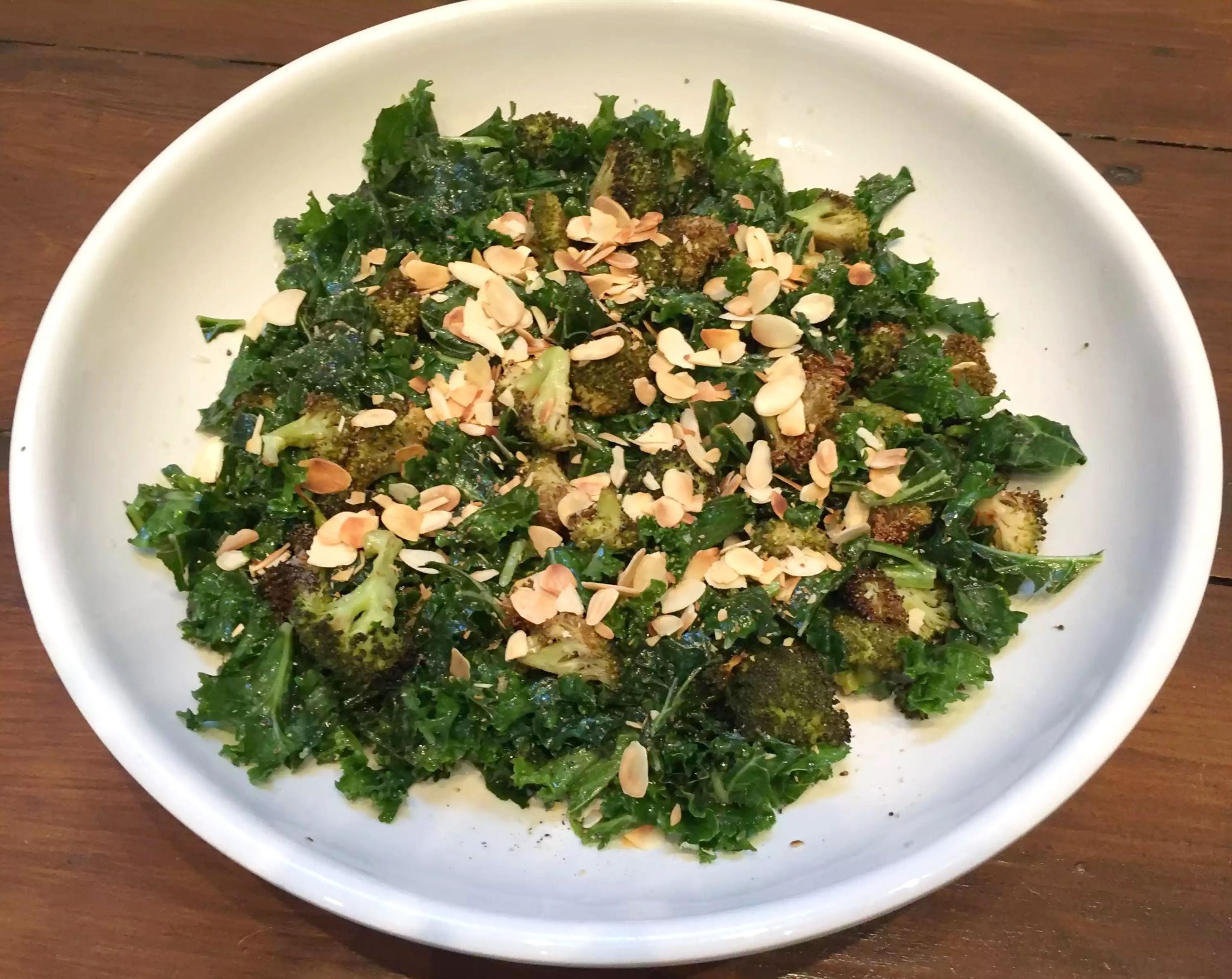 Kale, Roasted Broccoli & Almond Salad with Lemon Dressing Emma Eats